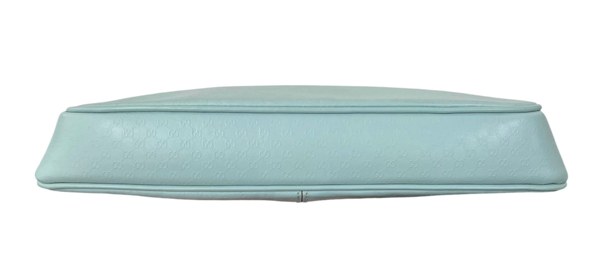 Gucci Vintage Light Blue Microguccissima GG Monogram Small Shoulder Pochette Bag
