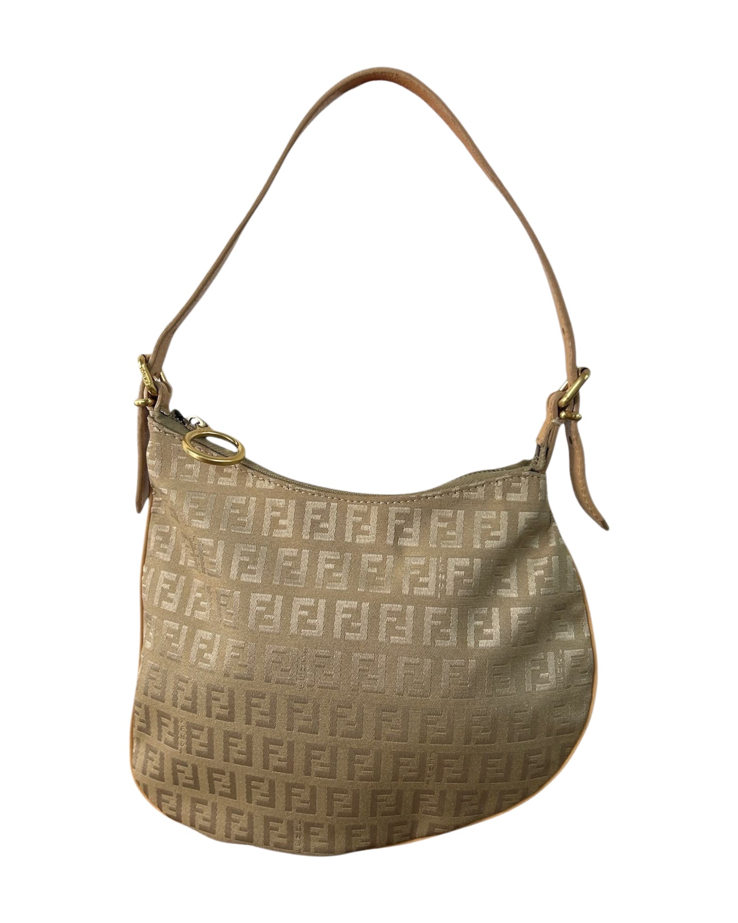 Fendi Vintage Beige Zucchino Zucca Monogram Oyster Shoulder Bag