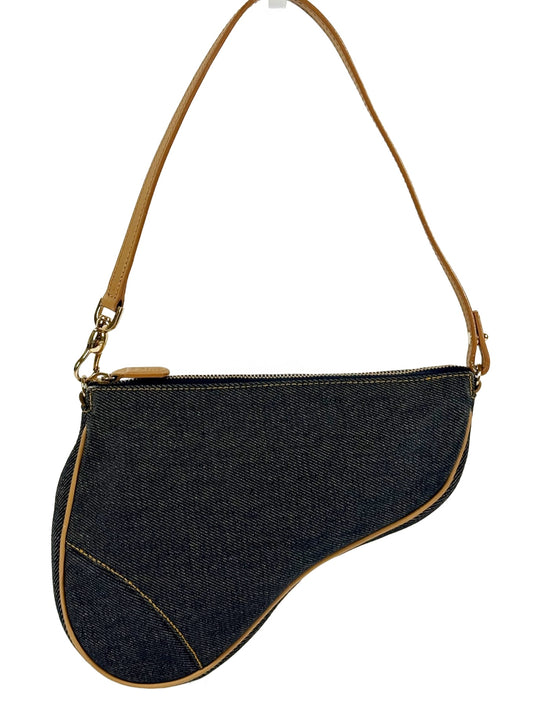 Dior Vintage 2001 Blue Denim Mini Saddle Shoulder Pochette Bag