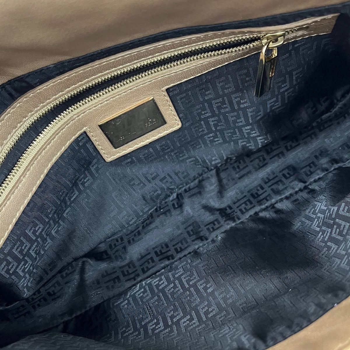 Fendi Metallic Gold Nappa Embossed Leather Shoulder Baguette Bag