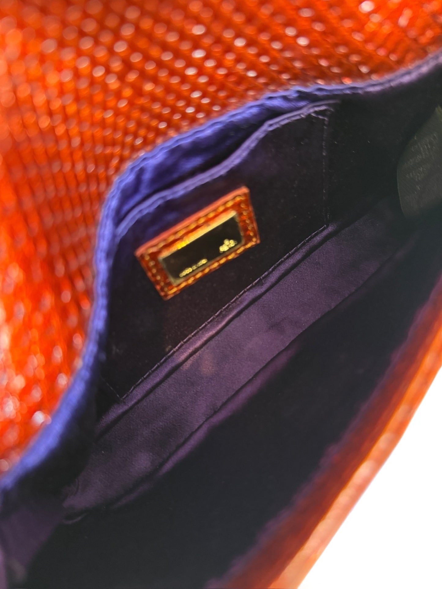 Fendi Vintage Burnt Orange Python Mini Baguette Shoulder Bag