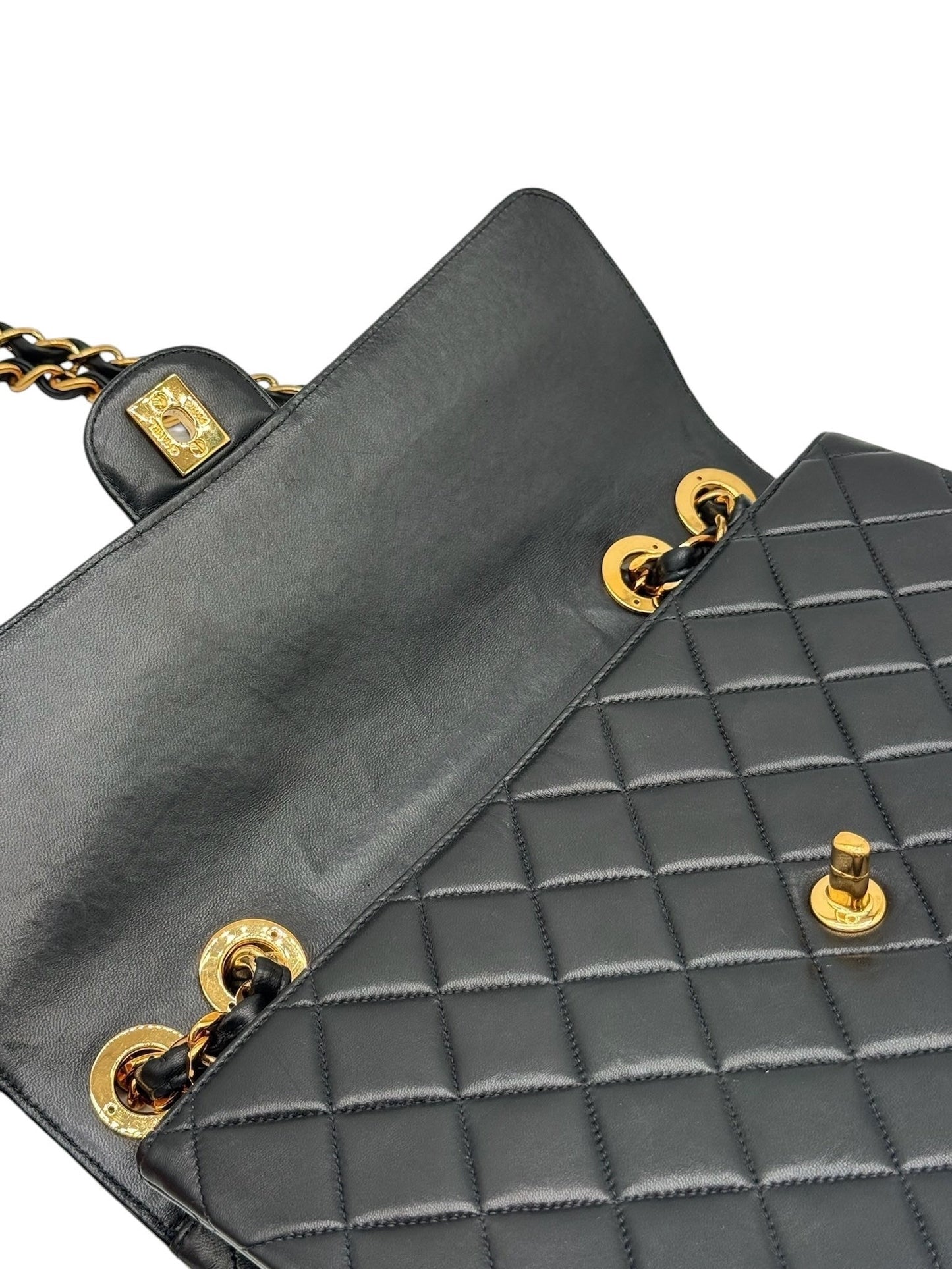 Chanel Vintage 00s Black Quilted Lambskin Maxi Flap Bag W 24K GPHW