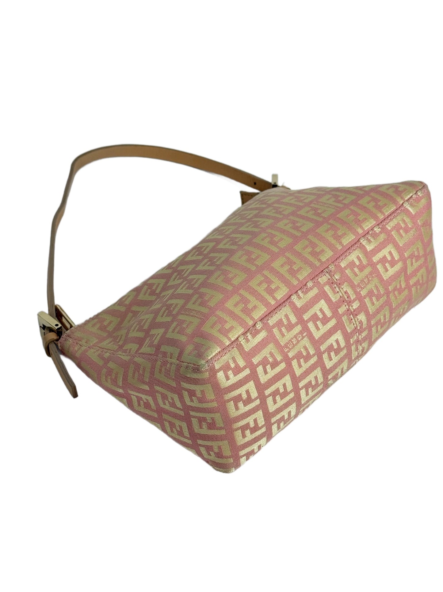 Fendi Vintage Pink & Yellow Zucca Monogram Medium Pochette