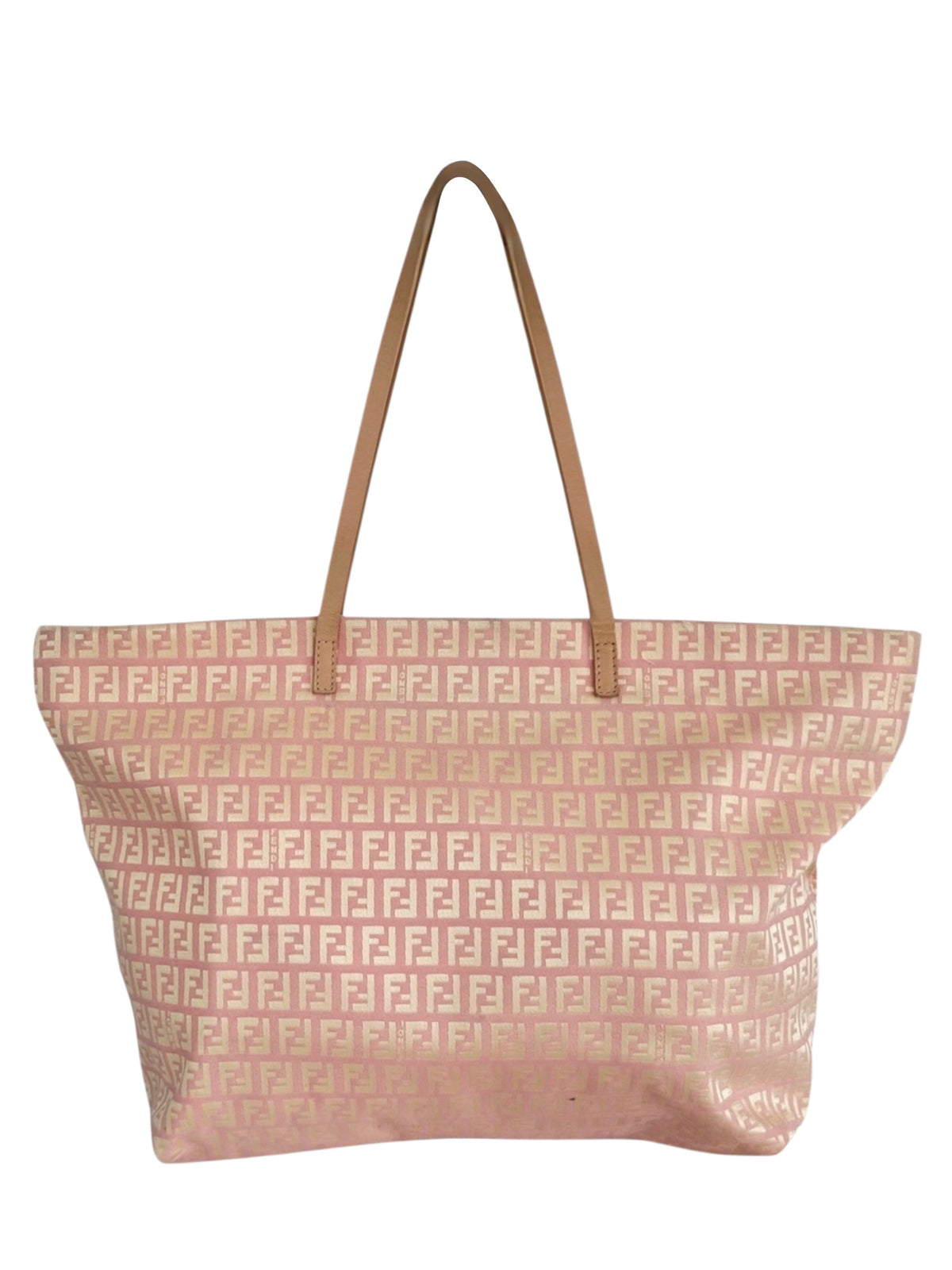 Fendi Vintage Pink and Yellow Zucchino Zucca Monogram Large Shoulder Tote Bag