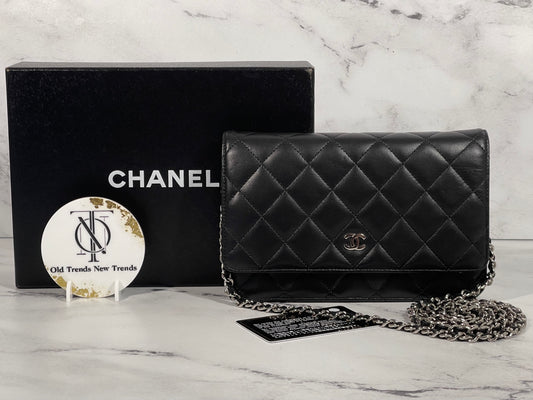 Chanel Wallet On Chain WOC Blue Lambskin Antique Gold Hardware