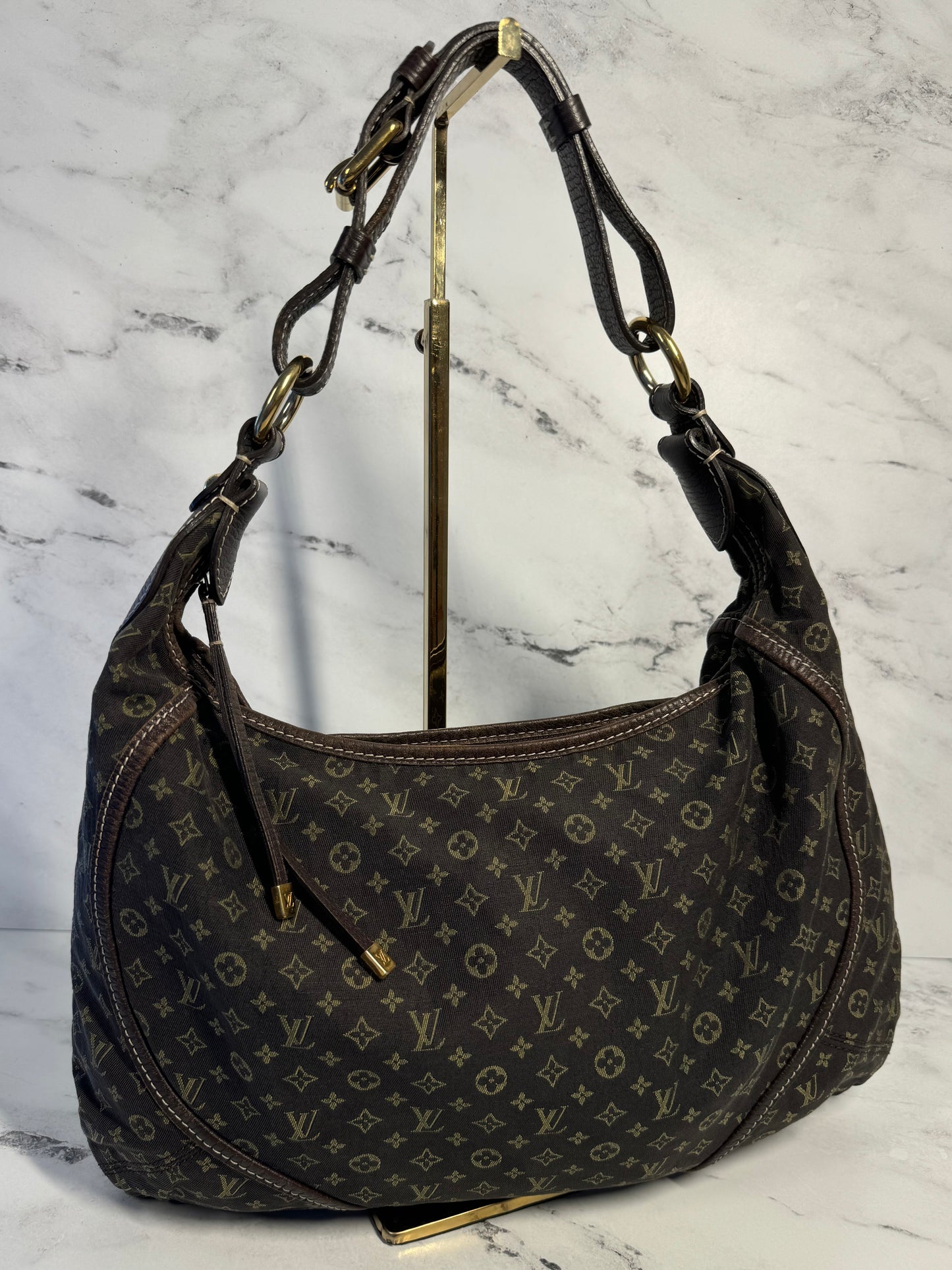 Louis Vuitton Brown Ebene Monogram Canvas Mini Lin Manon MM Shoulder Bag