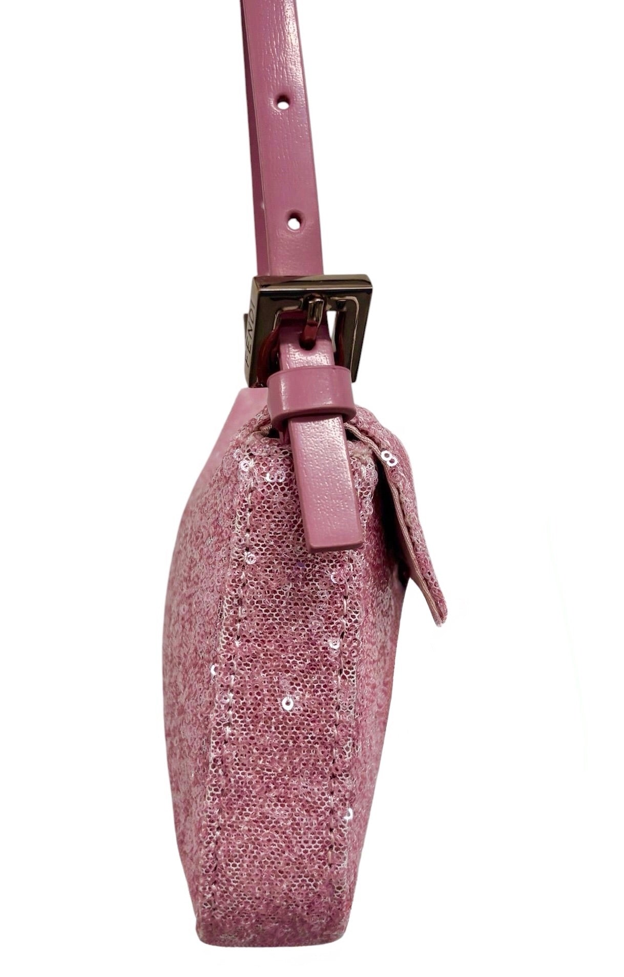 Fendi Vintage Pink Sequin Mini Shoulder Baguette Bag