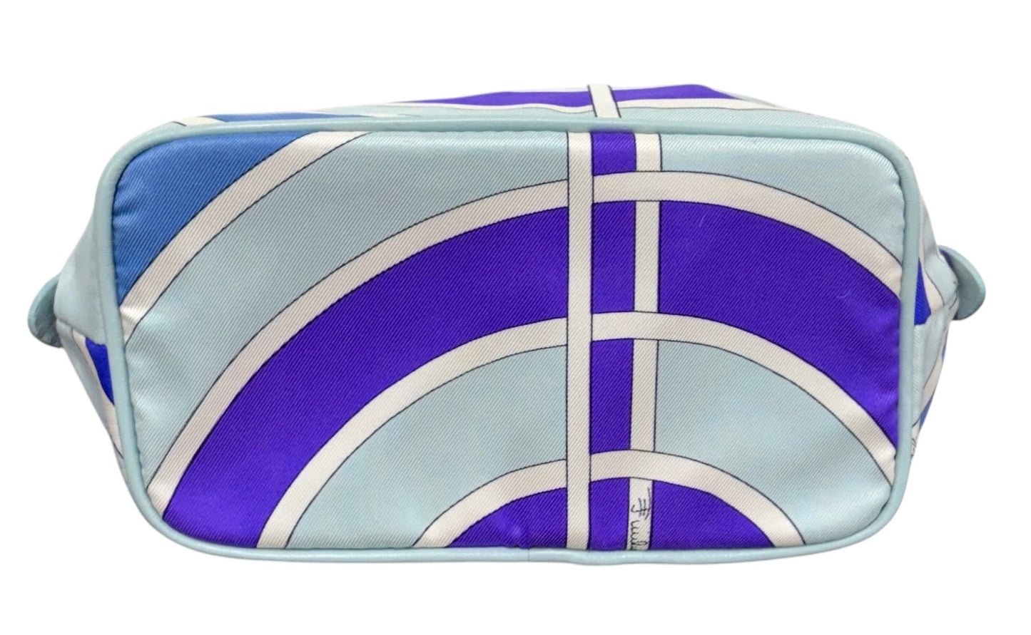 Pucci Vintage Baby Blue & Purple Satin Mini Dome Cosmetic Top Handle Pochette Bag