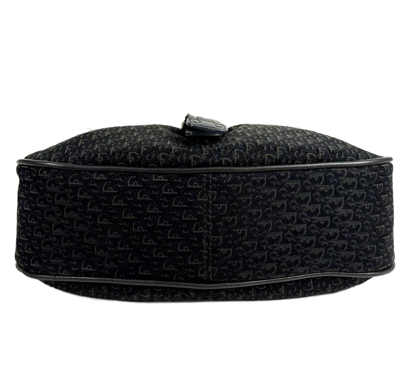 Dior Vintage Black Trotter Monogram Saddle Buckle Small Hobo Shoulder Bag