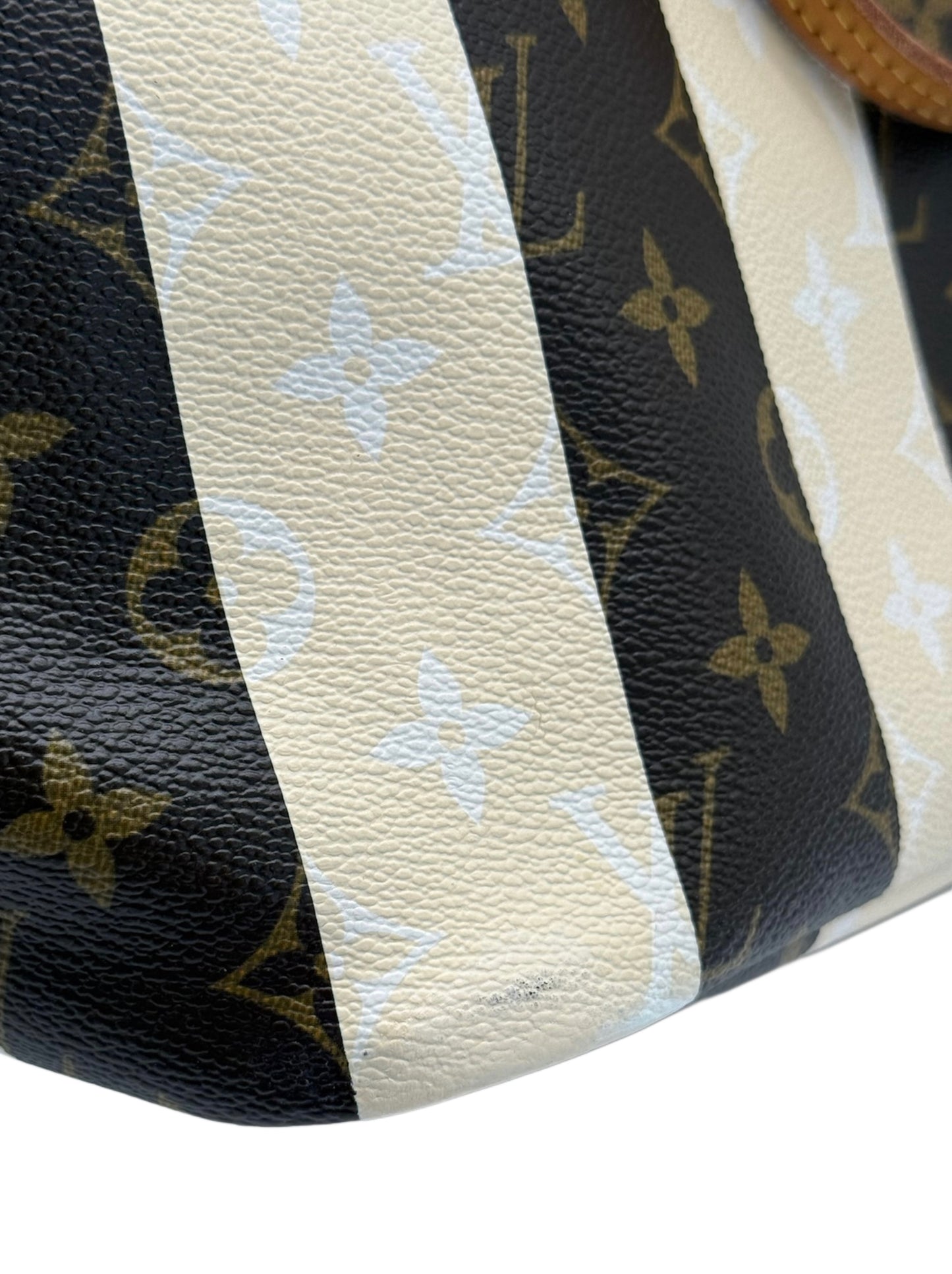 Louis Vuitton 2011 Monogram Rayures Neverfull MM Shoulder Tote Bag
