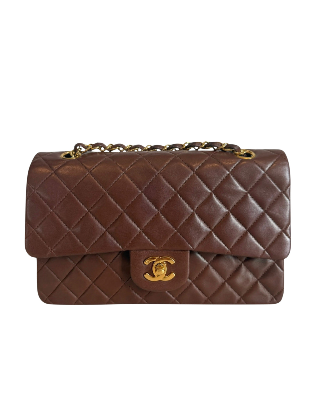 Chanel Vintage Early 90s Chocolate Brown Quilted Lambskin Medium Classic Double  Flap Bag with 24K GPHW