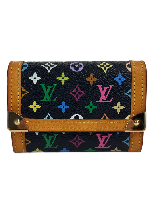 Louis Vuitton Vintage 2005 Noir / Black Multicolor Card Holder Coin Wallet