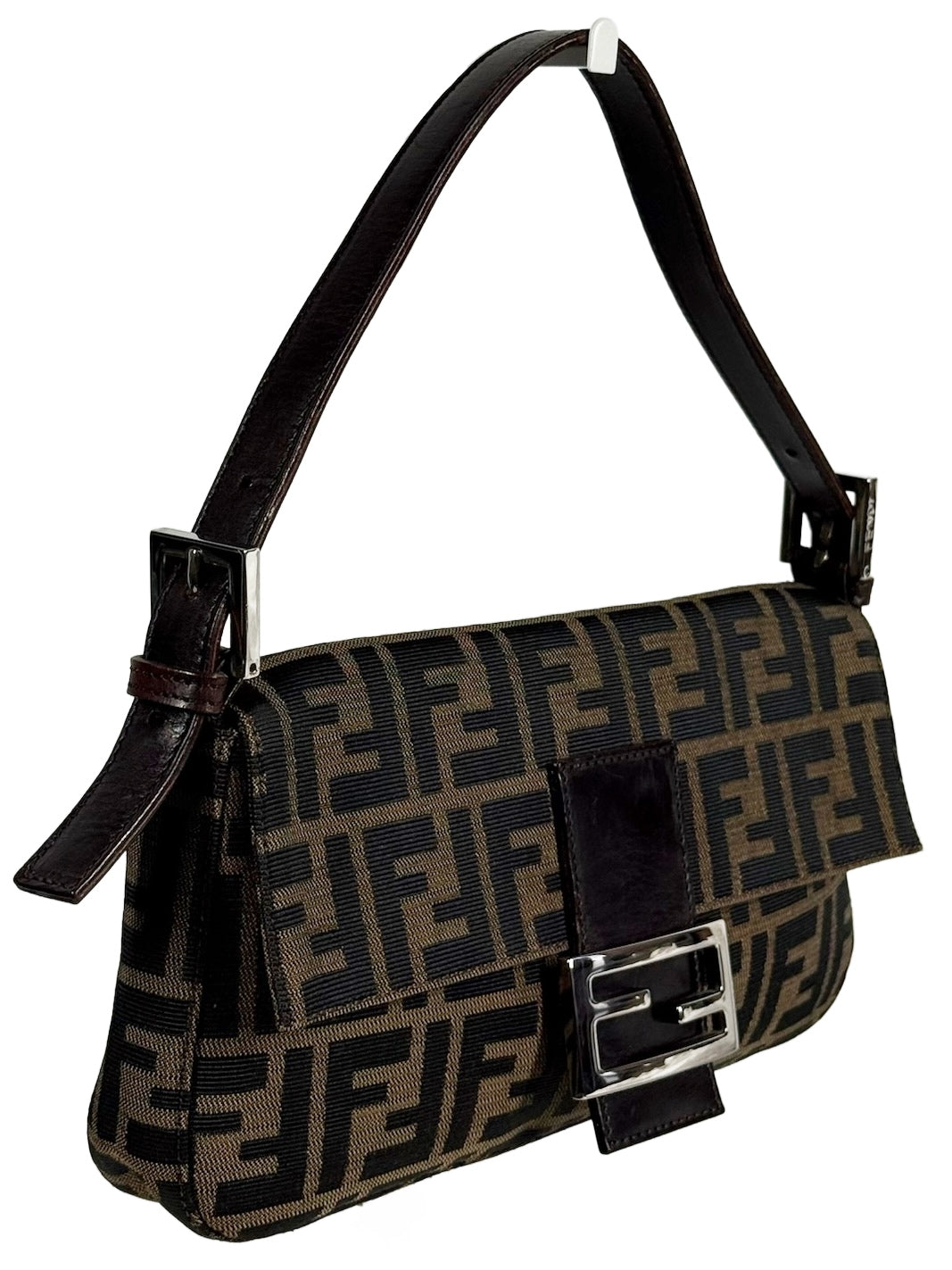 Fendi Vintage Brown Zucca Monogram Classic Baguette