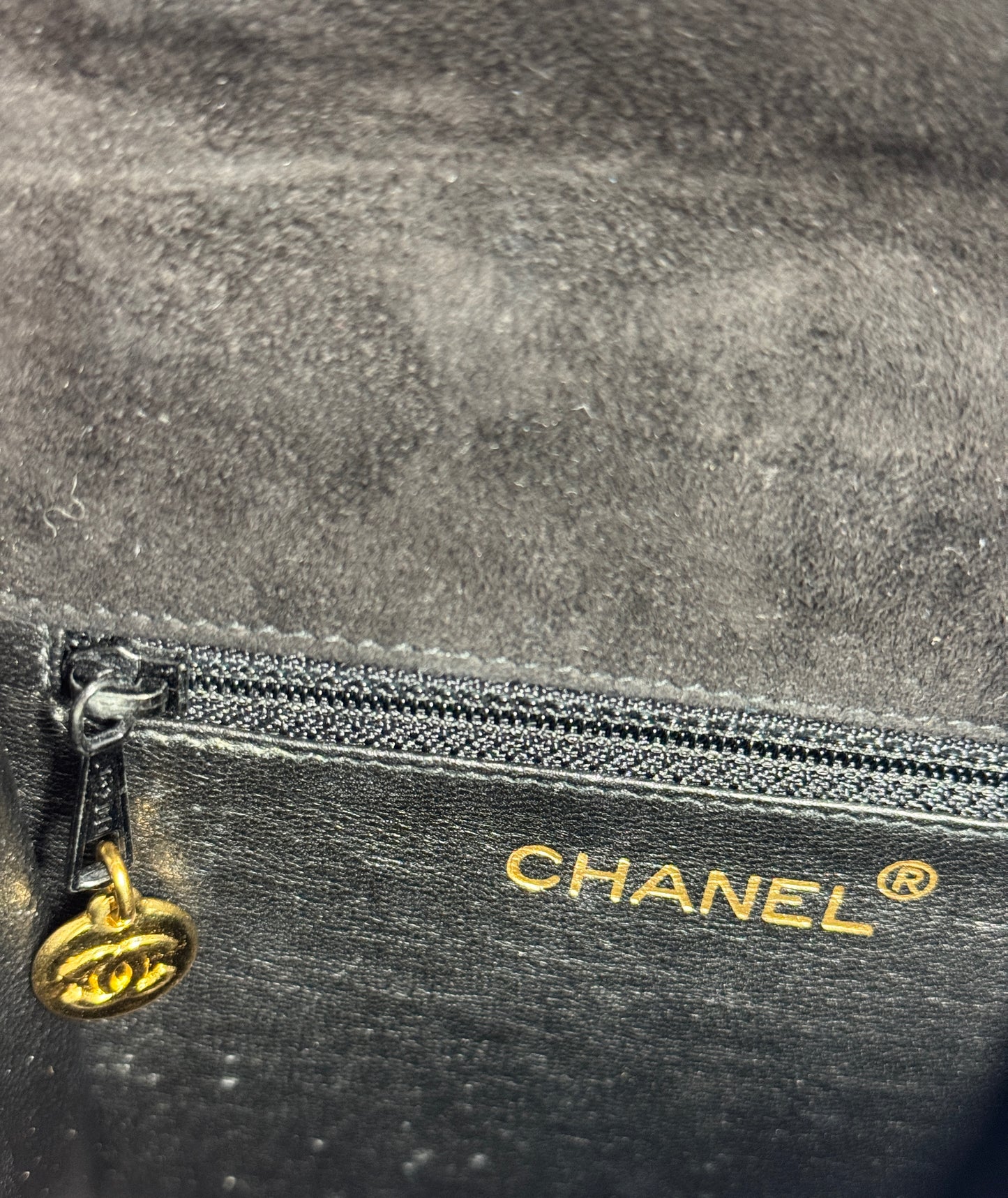 Chanel Vintage ‘98 Black Suede Square Mini Classic Flap Shoulder Bag w 24K Gold Plated Hardware