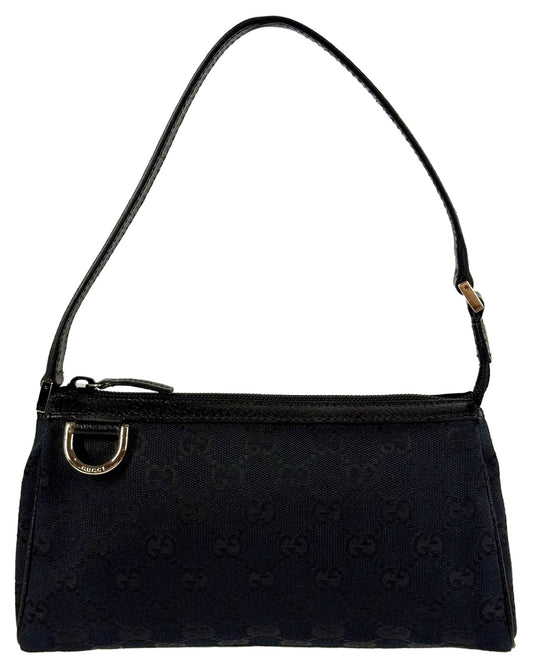 Gucci Vintage Black GG Monogram Abbey Pochette