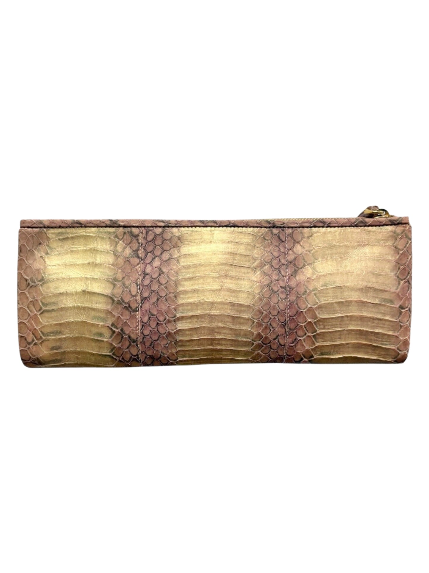 Miu Miu Vintage Metallic Pink and Gold Python Wristet Clutch