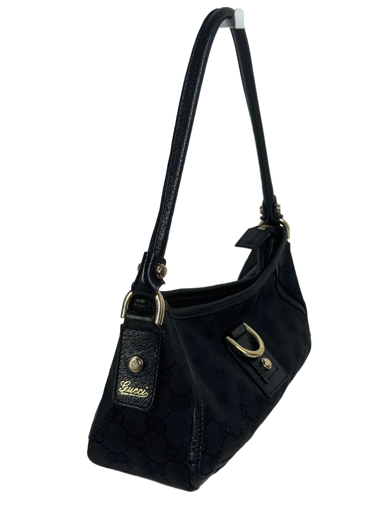 Gucci Vintage Black GG Monogram Canvas Abbey Pochette Shoulder Bag