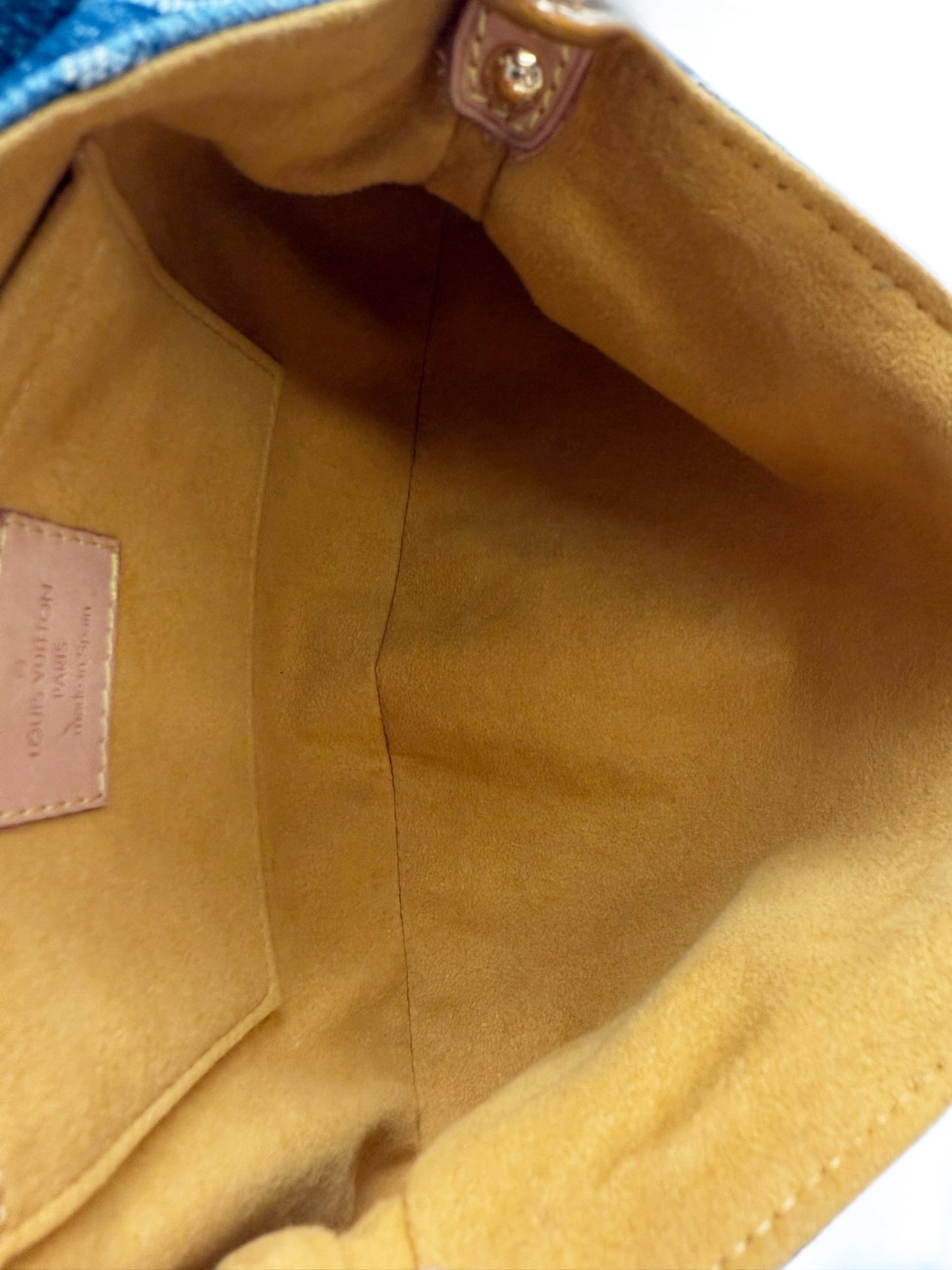 Louis Vuitton Vintage Blue Denim Monogram Mini Pleaty Pochette Shoulder Bag