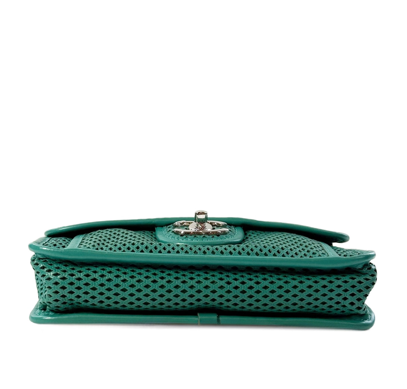 Chanel Turquoise Perforated Leather Square Flap Bag