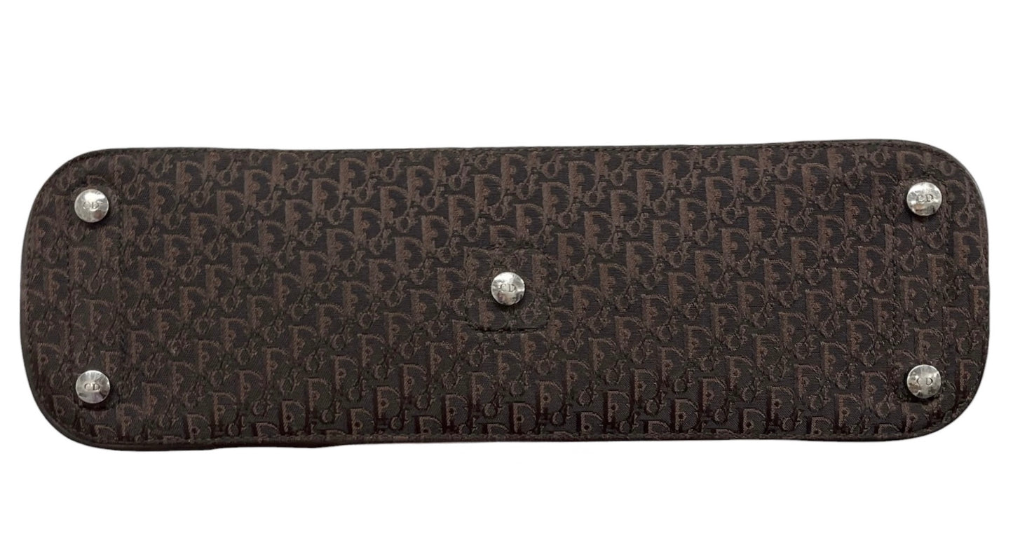 Dior Vintage 2002 Dark Brown Trotter Monogram Street Chic Top Handle Bag