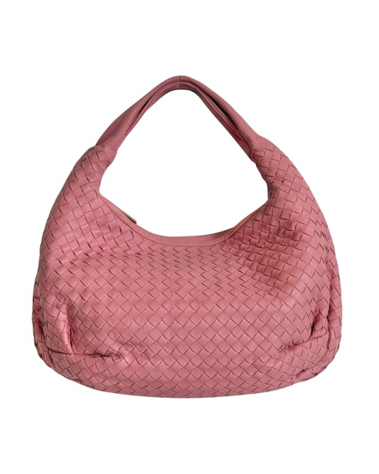Bottega Veneta Vintage Pink Intrecciato Leather Hobo Shoulder Bag