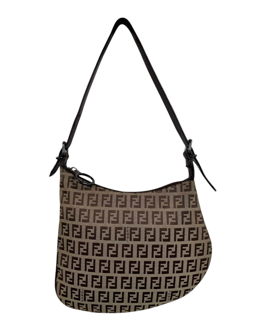 Fendi Vintage Light Brown Zucchino Zucca Monogram Oyster Hobo Shoulder Bag
