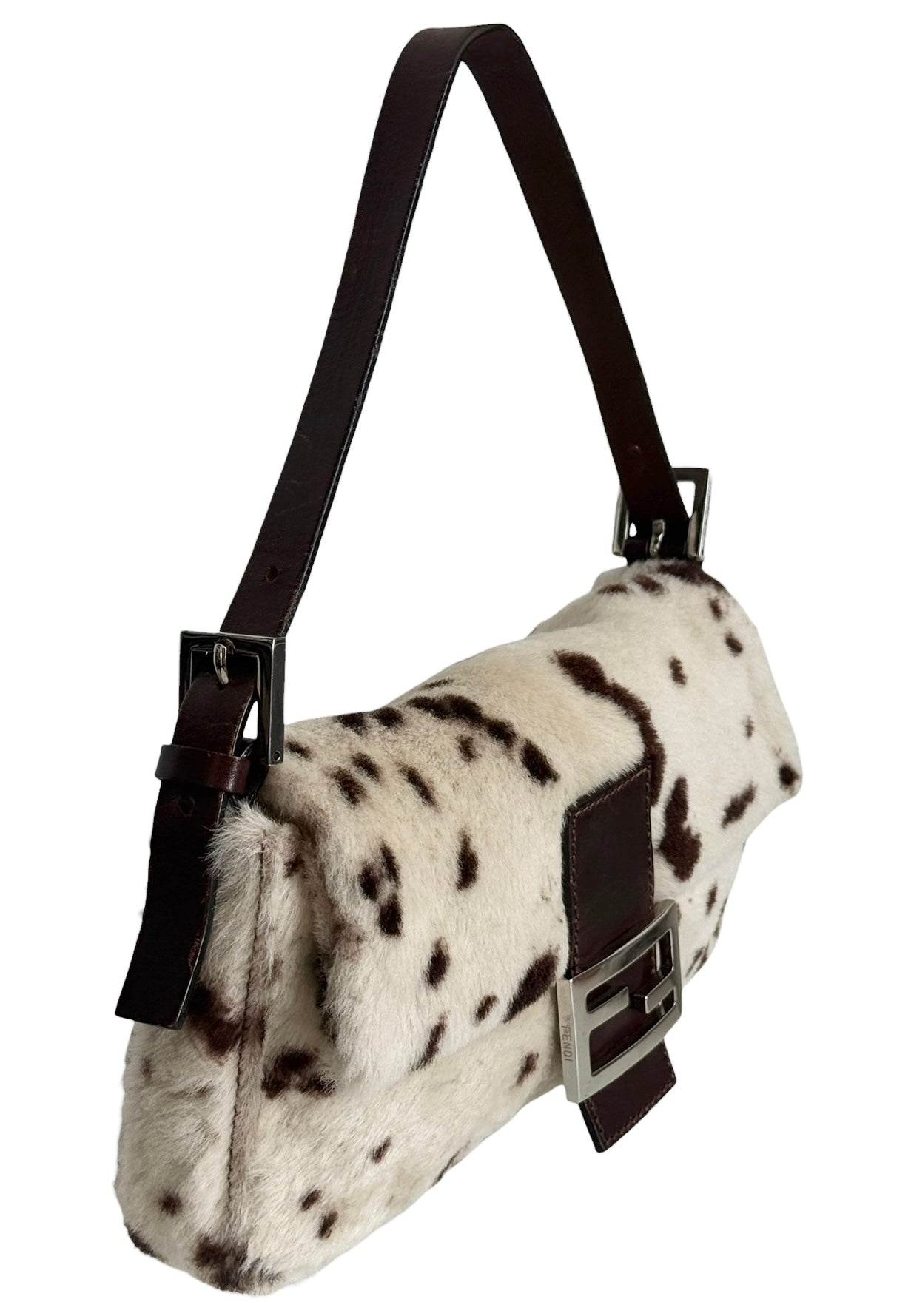 Fendi Vintage Spotted Dalmation Shoulder Baguette Bag