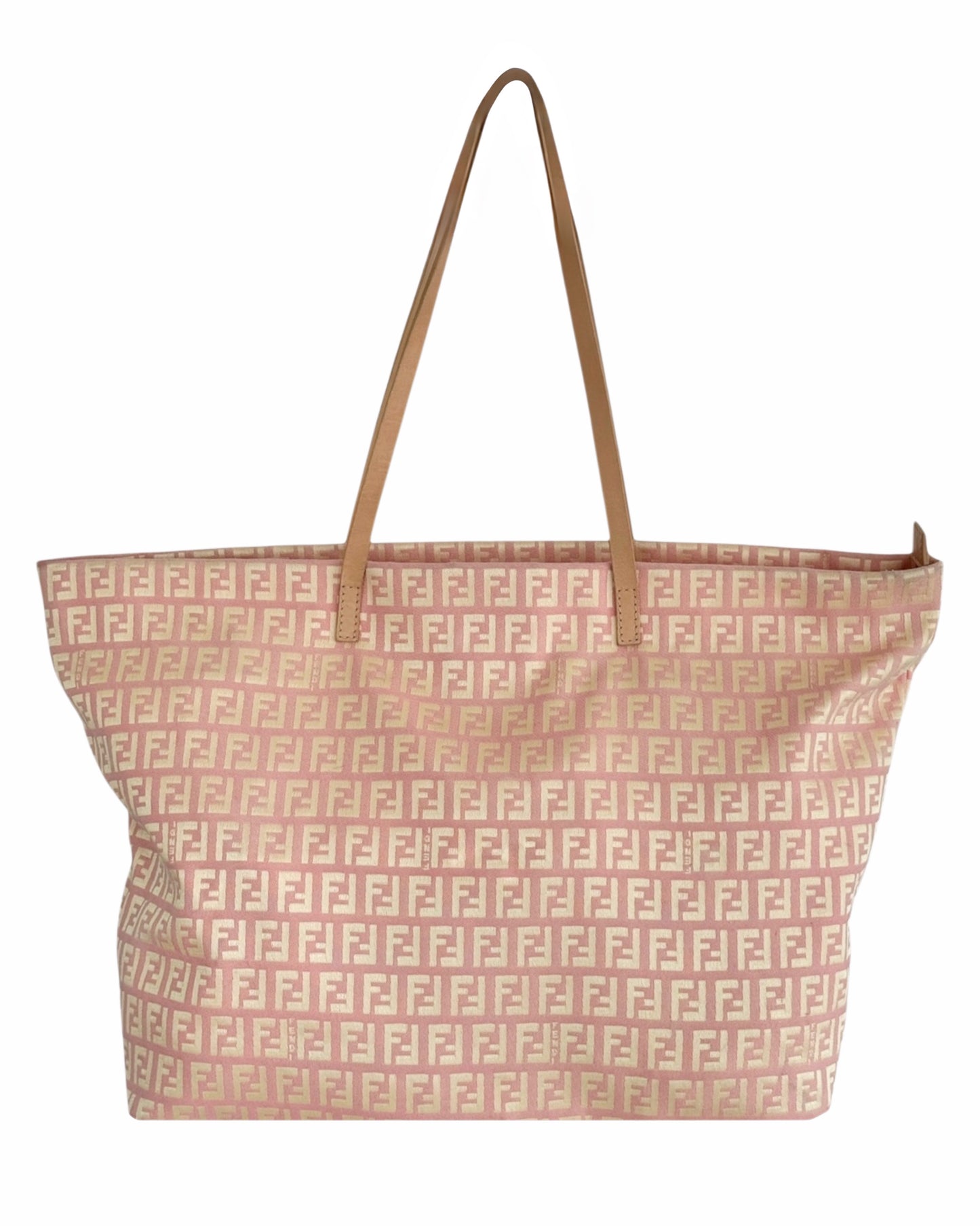 Fendi Vintage Pink and Yellow Zucchino Zucca Monogram Large Shoulder Tote Bag