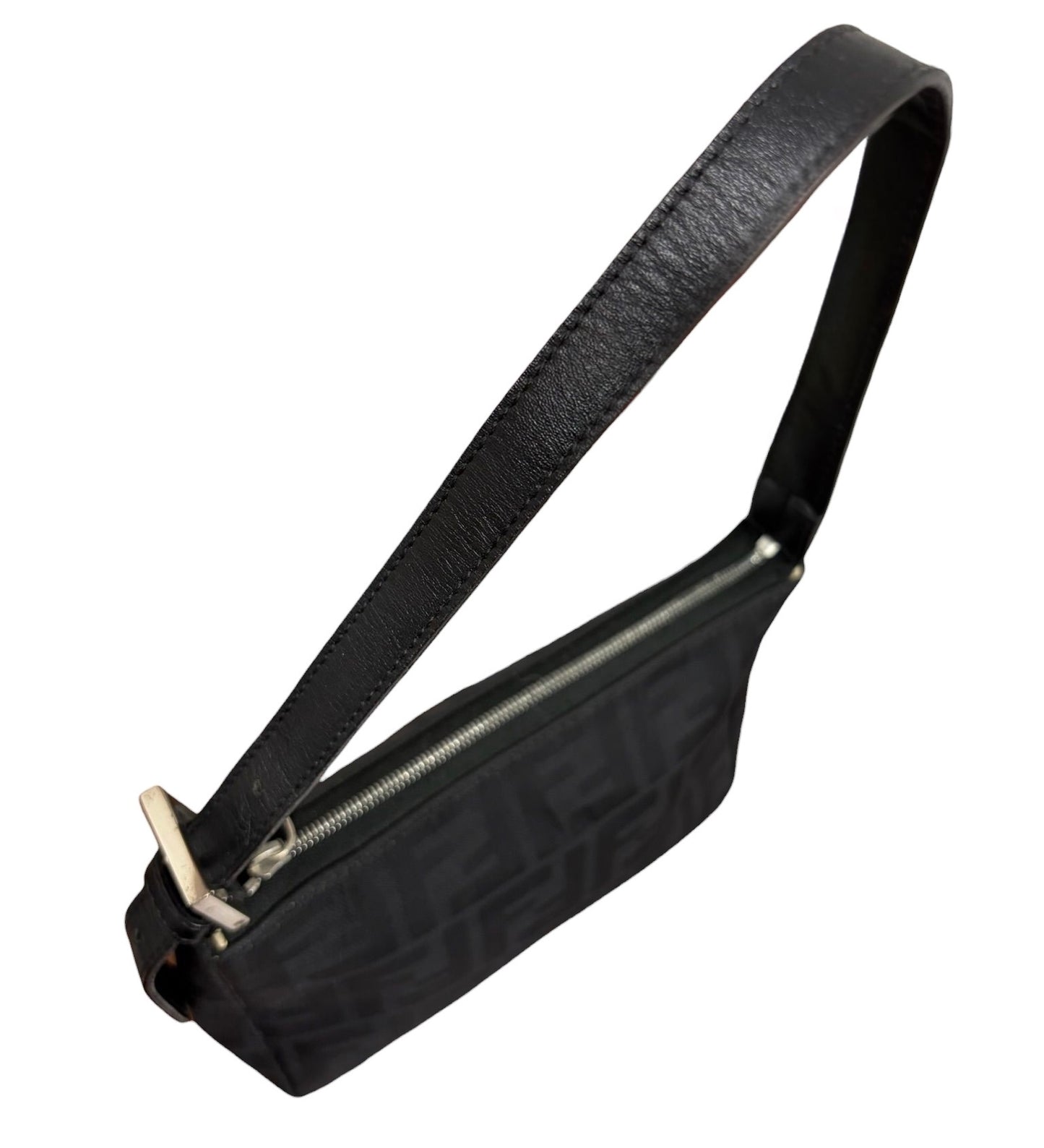 Fendi Vintage Black Zucca Monogram Mini Square Pochette Bag