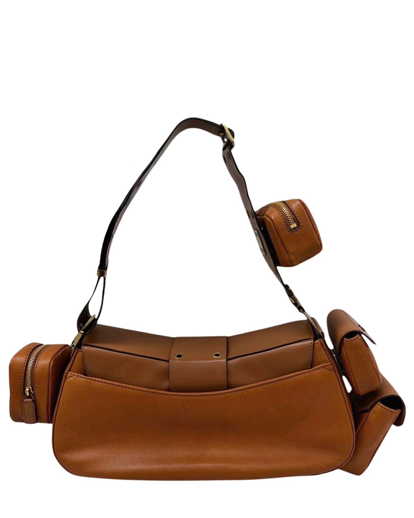 Dior Vintage 2002 Light Brown Calfskin Street Chic Columbus Shoulder Bag with Pouches
