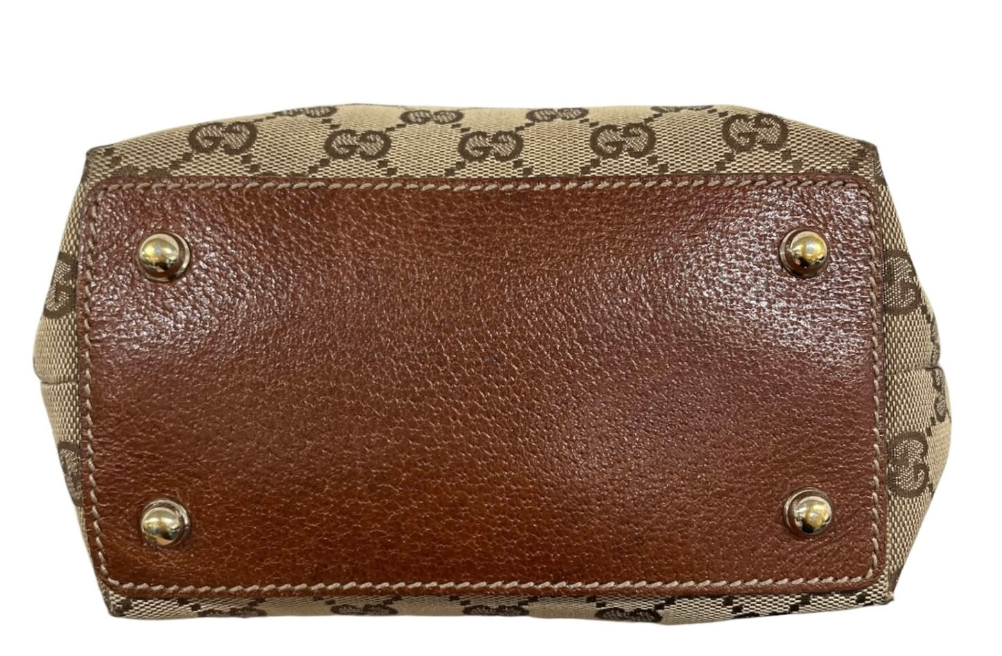 Gucci Vintage Brown GG Monogram Small Bucket Bamboo Handle Shoulder Bag 