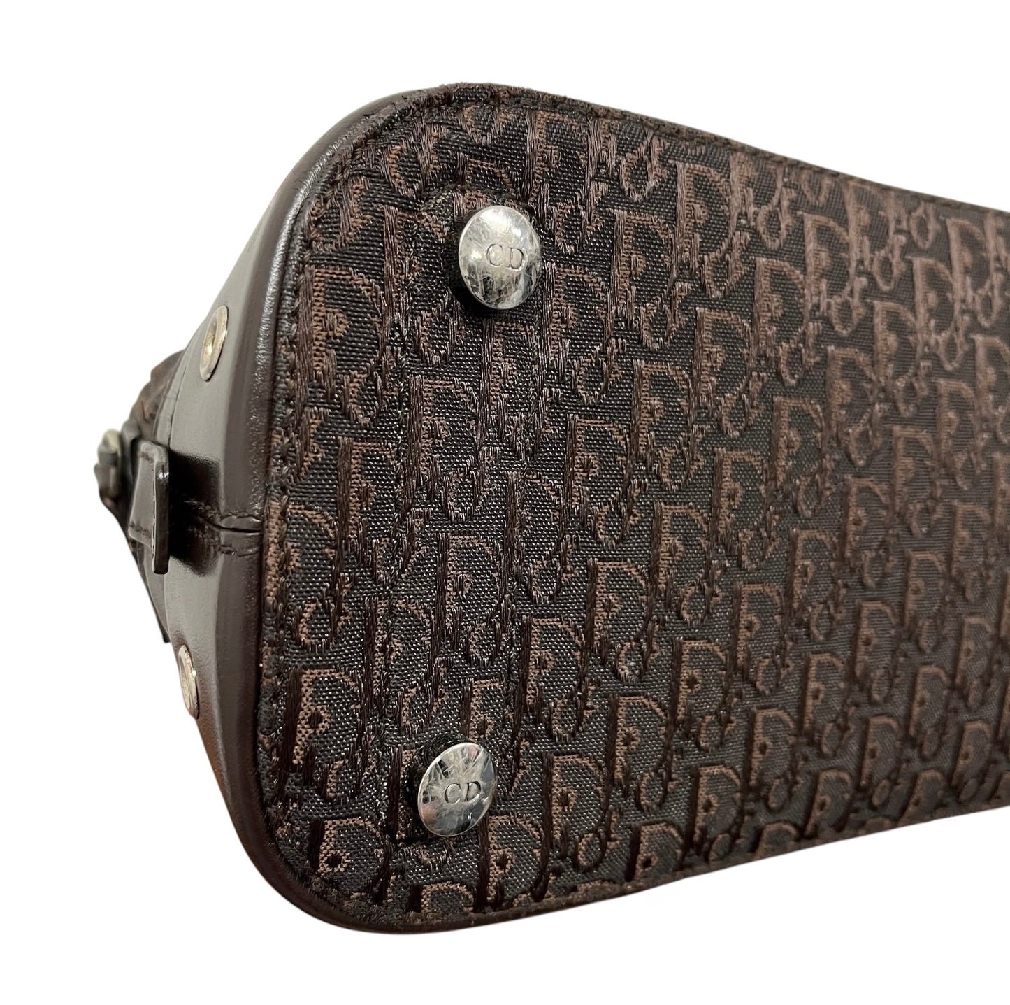 Dior Vintage 2002 Dark Brown Trotter Monogram Street Chic Top Handle Bag