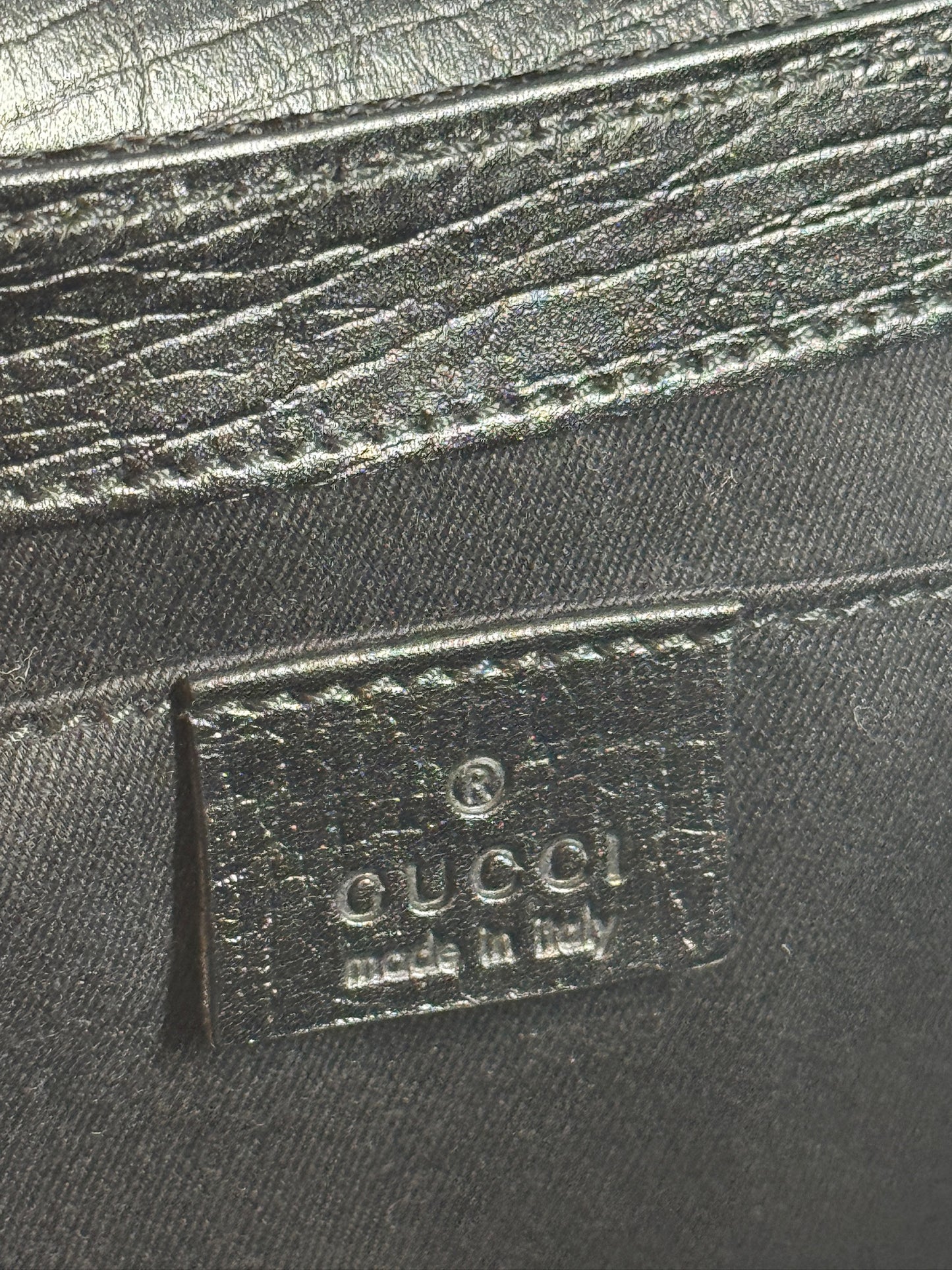 Gucci Vintage Black GG Monogram Horsebit Large Chain Shoulder Clutch Bag