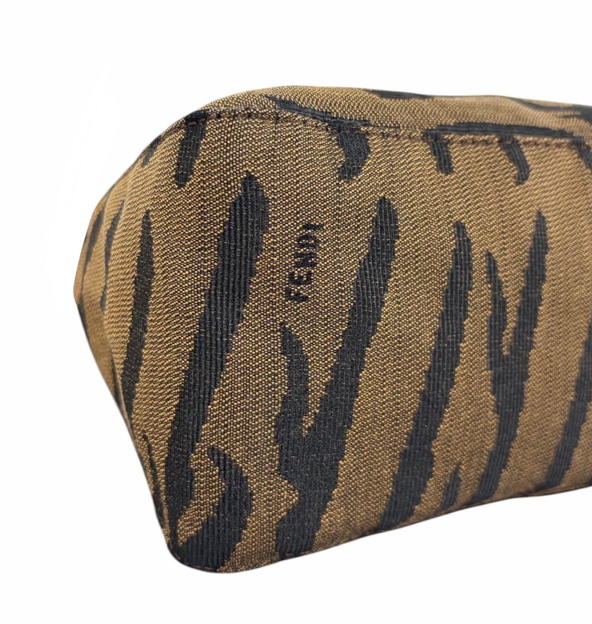 Fendi Vintage Brown Zebra Print Canvas Medium Shoulder Pochette Bag