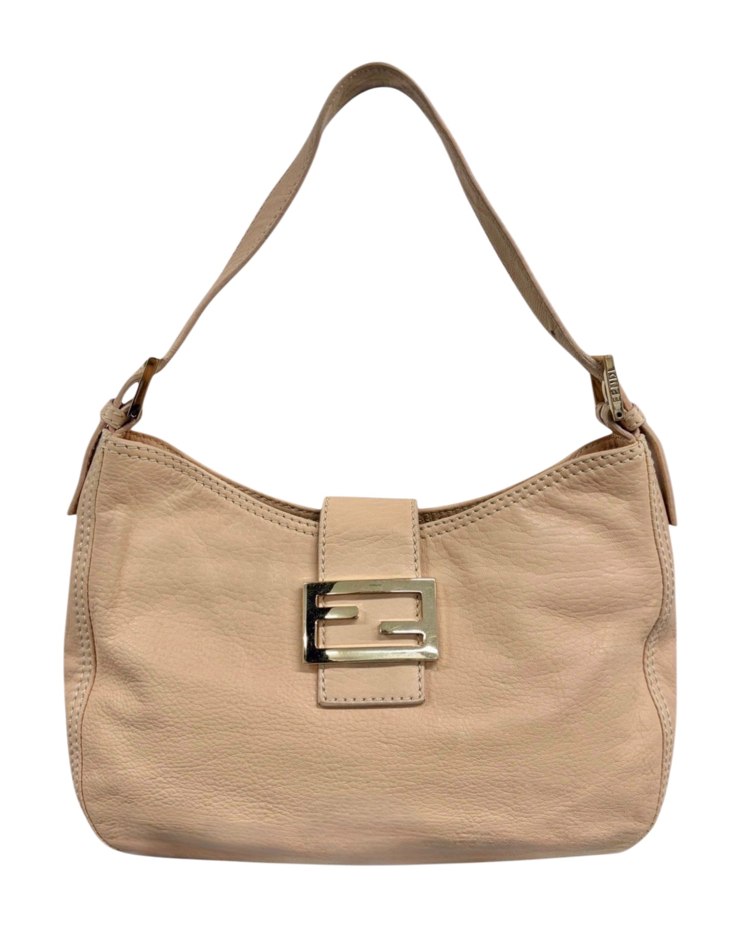 Fendi Vintage Pink Selleria Leather Shoulder Hobo Baguette Bag 