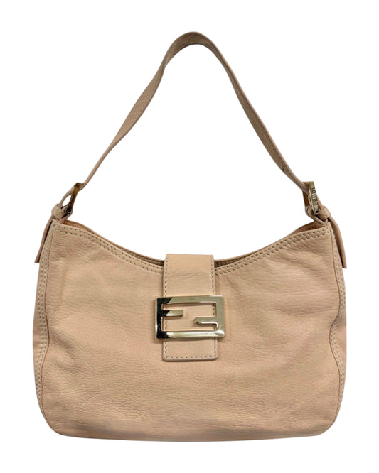 Fendi Vintage Pink Selleria Leather Shoulder Hobo Baguette Bag 