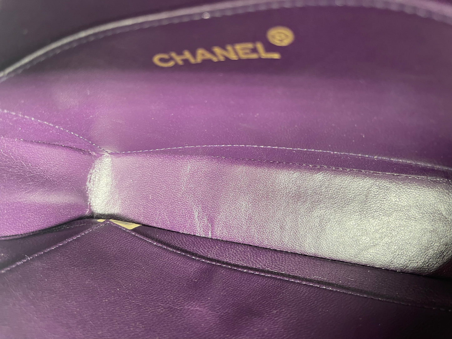 Chanel Vintage 1 Series Eggplant Purple Suede Chain Shoulder Bag w 24K GPHW
