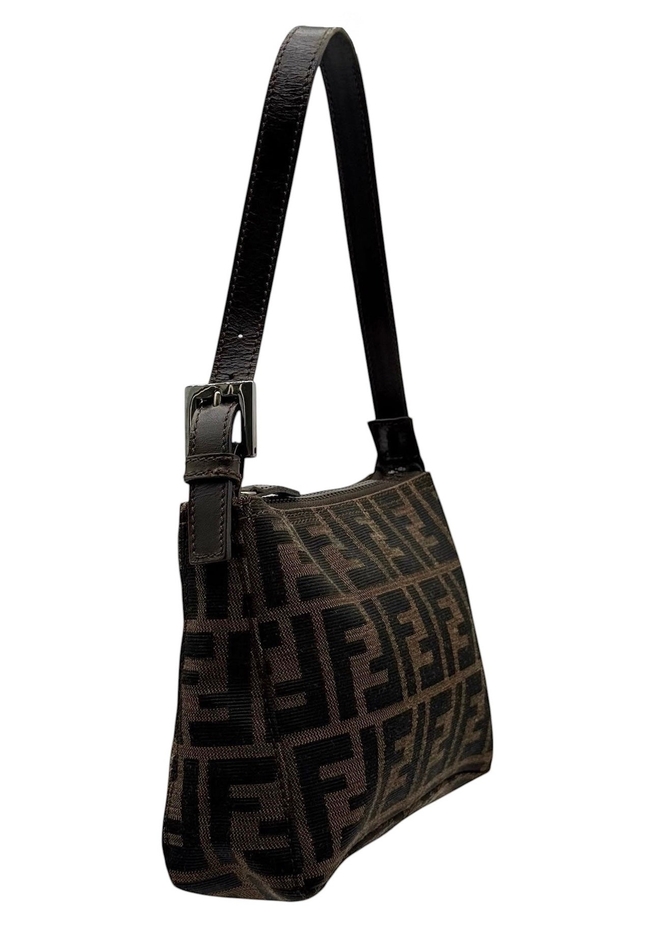 Fendi Vintage Brown Zucca Monogram Mini Square Pochette Bag