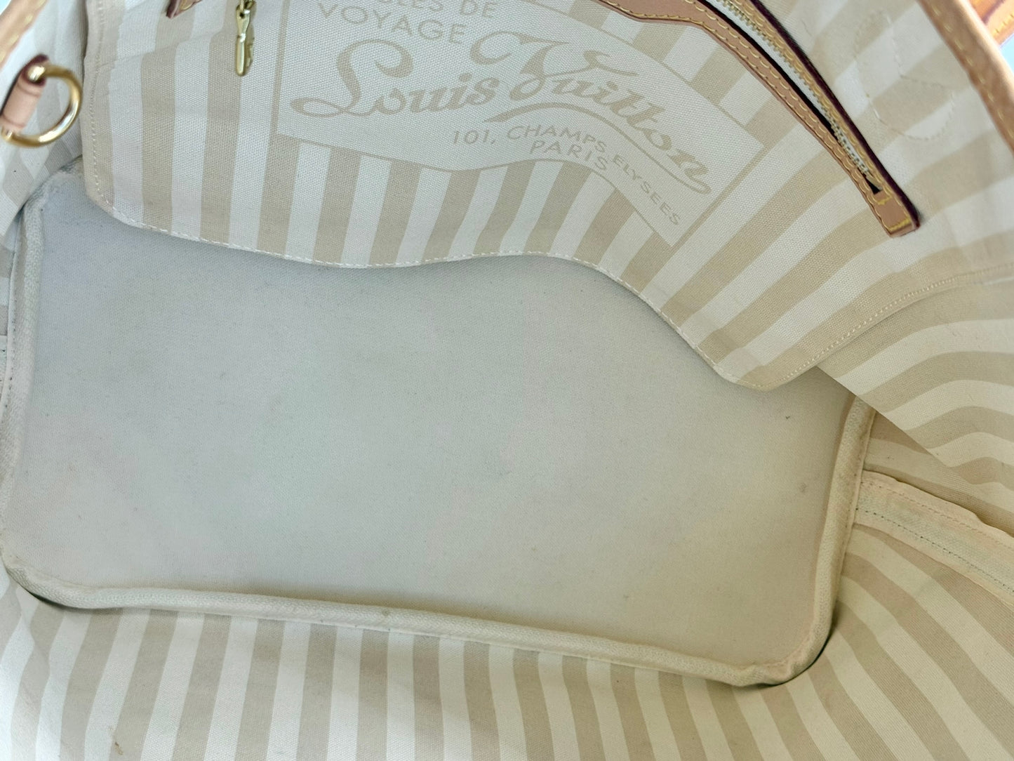 Louis Vuitton 2011 Monogram Rayures Neverfull MM Shoulder Tote Bag