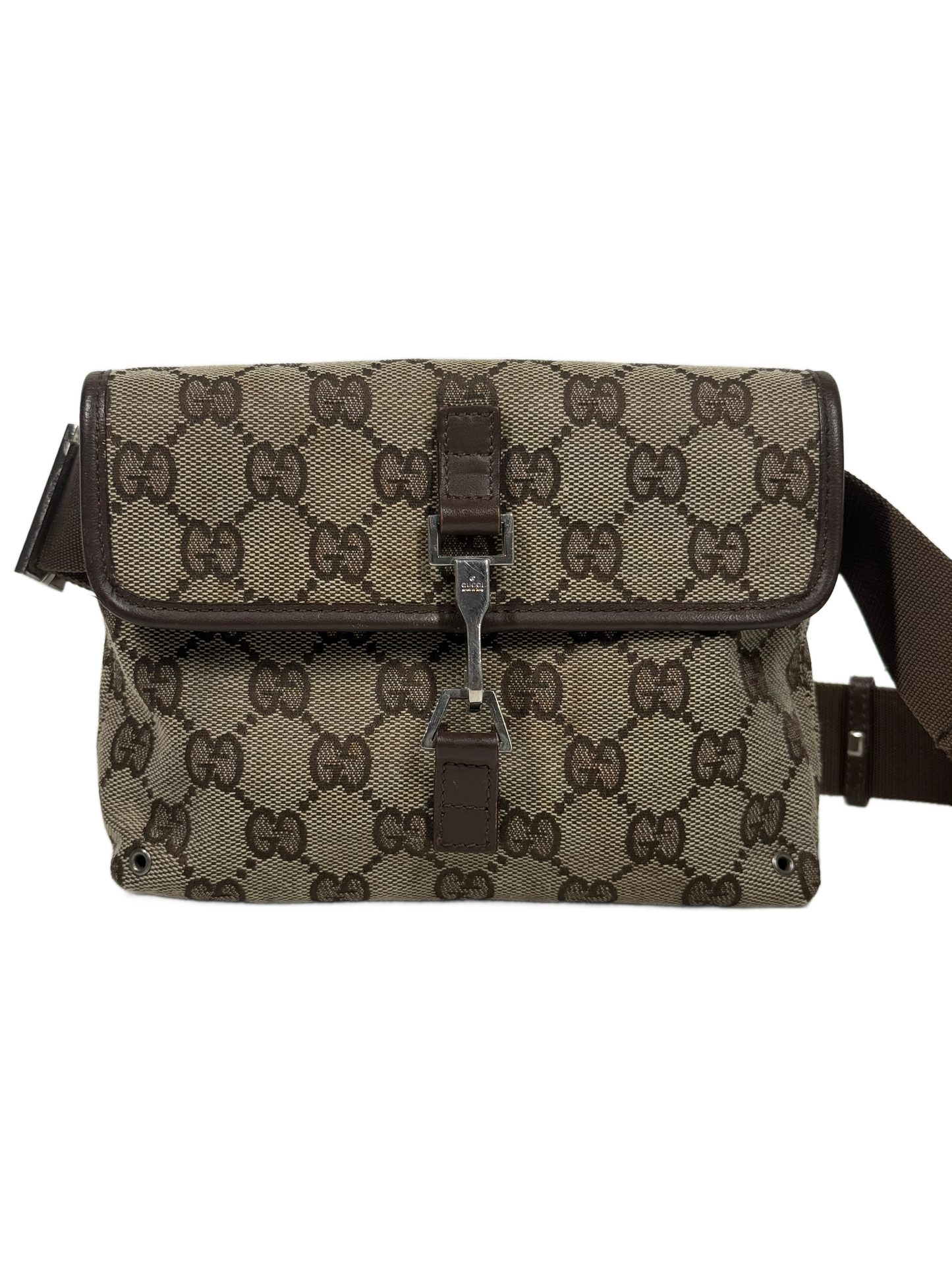 Gucci Vintage Brown GG Monogram Canvas Bum Belt Waist Bag