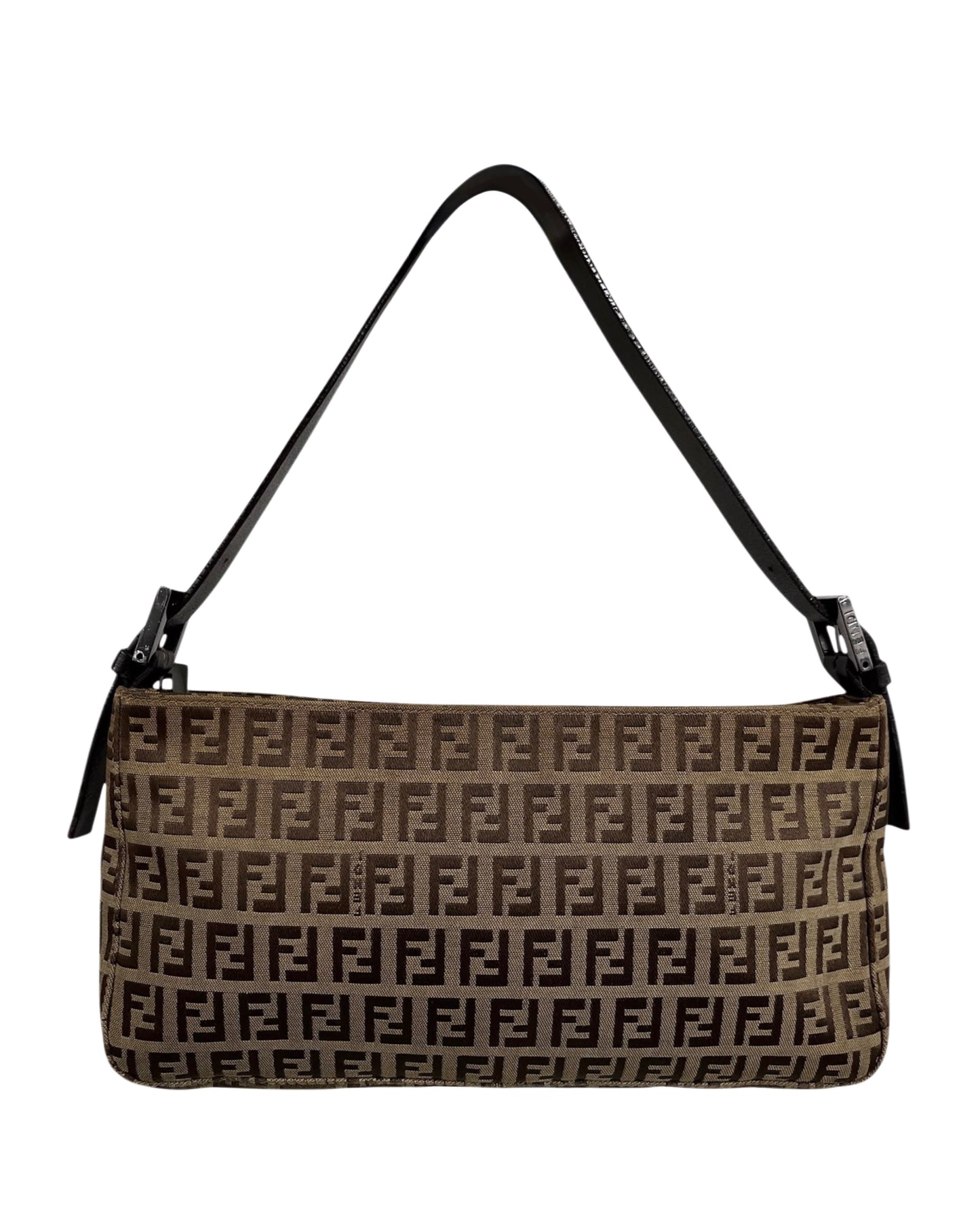 Fendi Vintage Light Brown Zucchino Zucca Monogram Medium Flat Shoulder Pochette Bag 