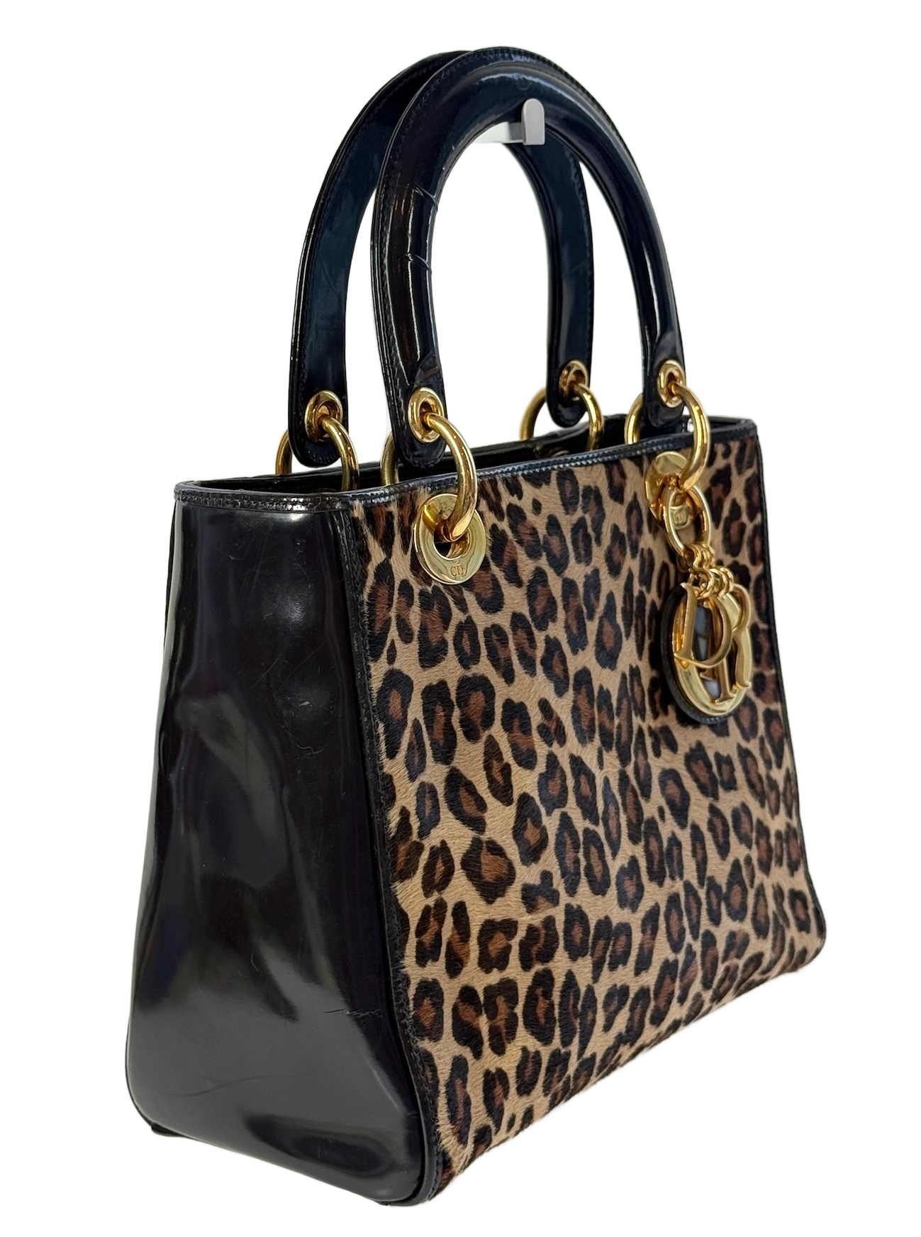 Dior Vintage Leopard Print Pony Hair Small Lady Dior Bag