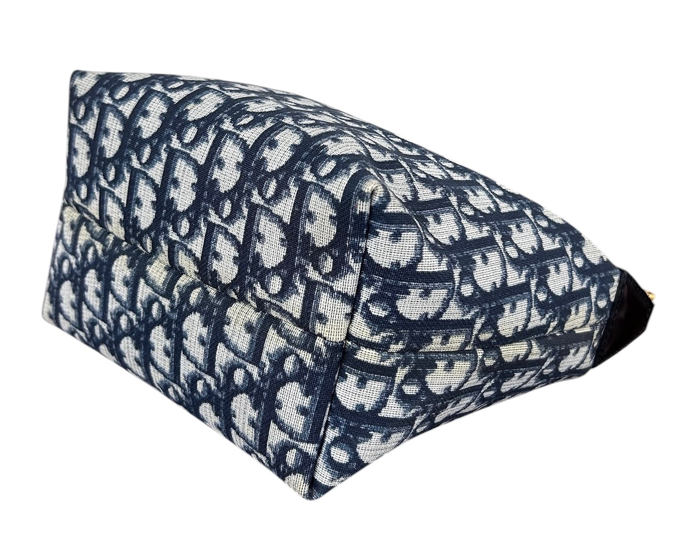 Dior Vintage 2002 Blue & White Trotter Monogram Canvas Small Cosmetic Pouch Handle Pochette Bag