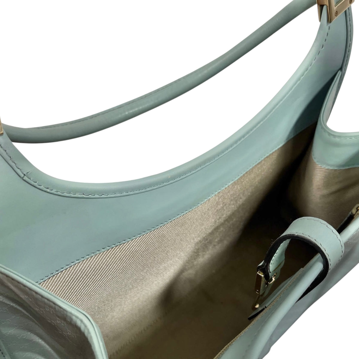 Gucci Vintage Blue Microguccissima GG Monogram Coated Leather Small Jackie Shoulder Bag