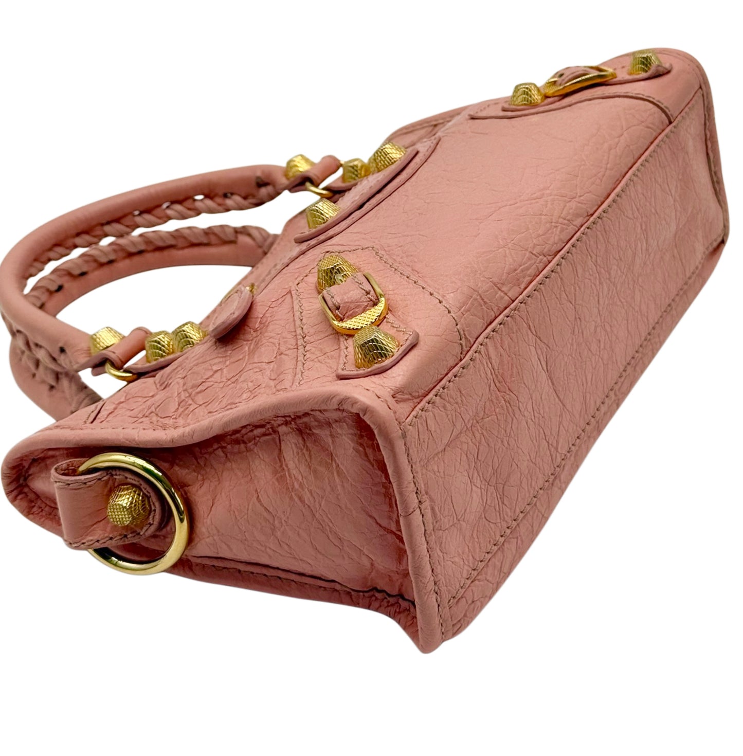 Balenciaga Vintage Baby Pink Rose Peche Agneau Leather Giant 12 Mini City Bag