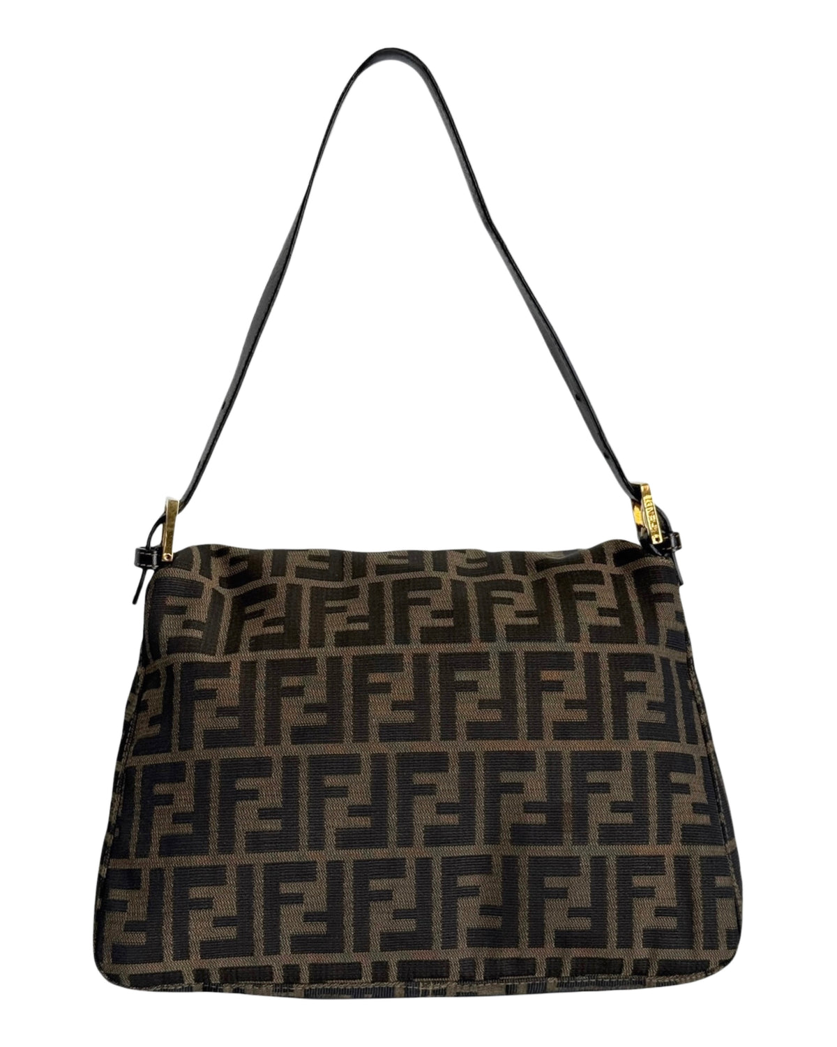 Fendi Vintage Brown Zucca Monogram Classic Mamma Shoulder Baguette Bag with GHW