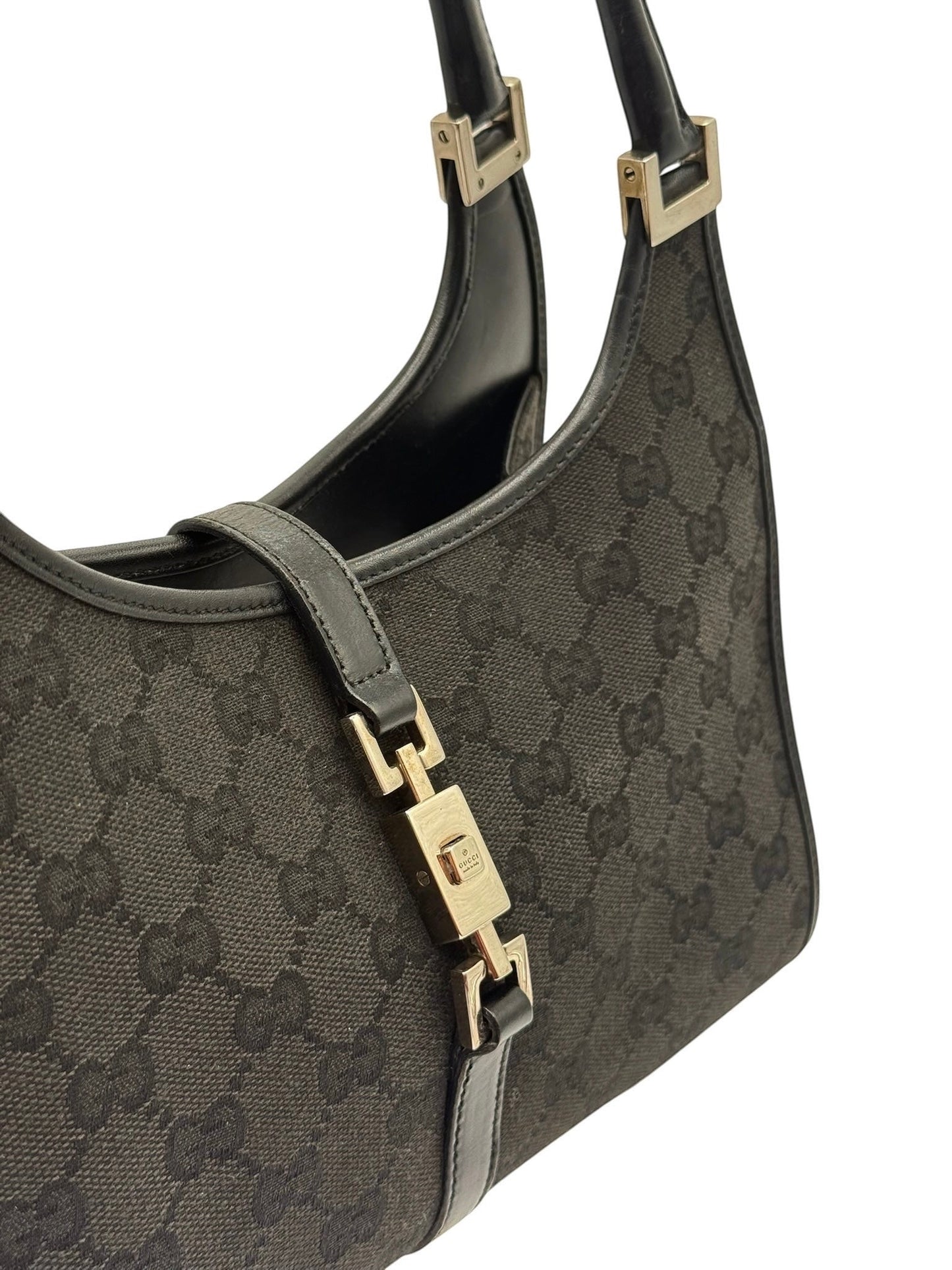 Gucci Vintage Black GG Monogram Small Jackie Shoulder Bag