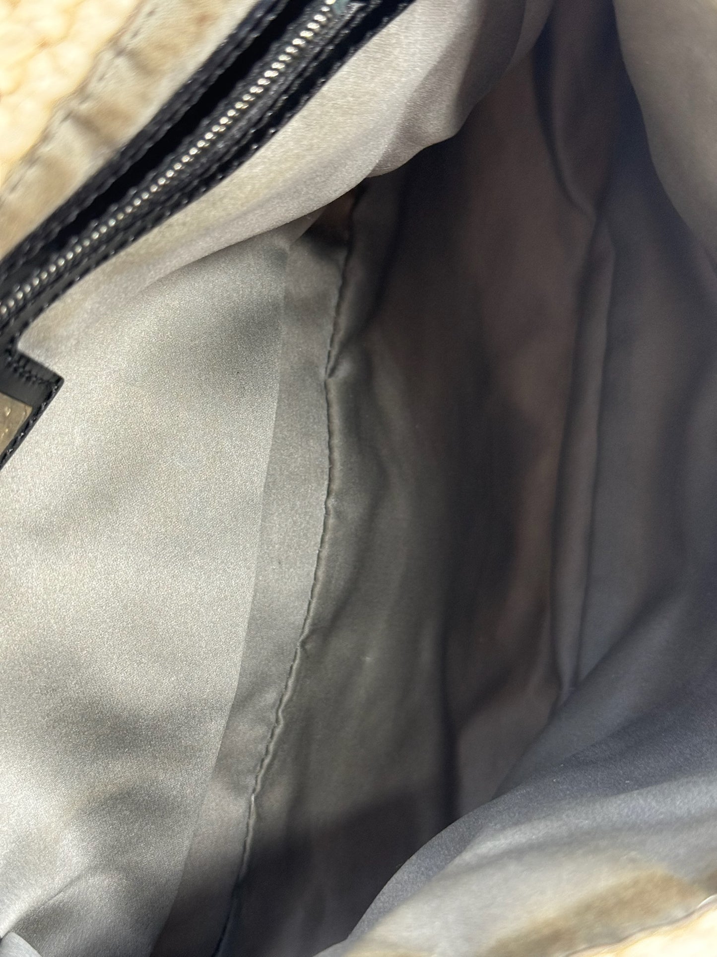 Fendi Vintage Ivory Crochet Knit Mamma Shoulder Baguette Bag