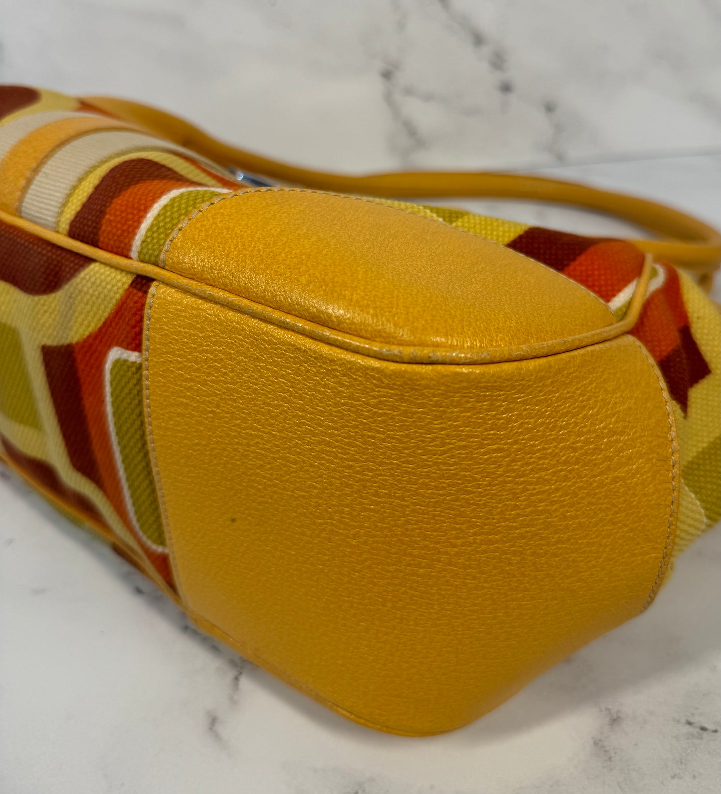 Prada Vintage Yellow Leather Geometric St. Soho Large Canapa Shoulder Bag