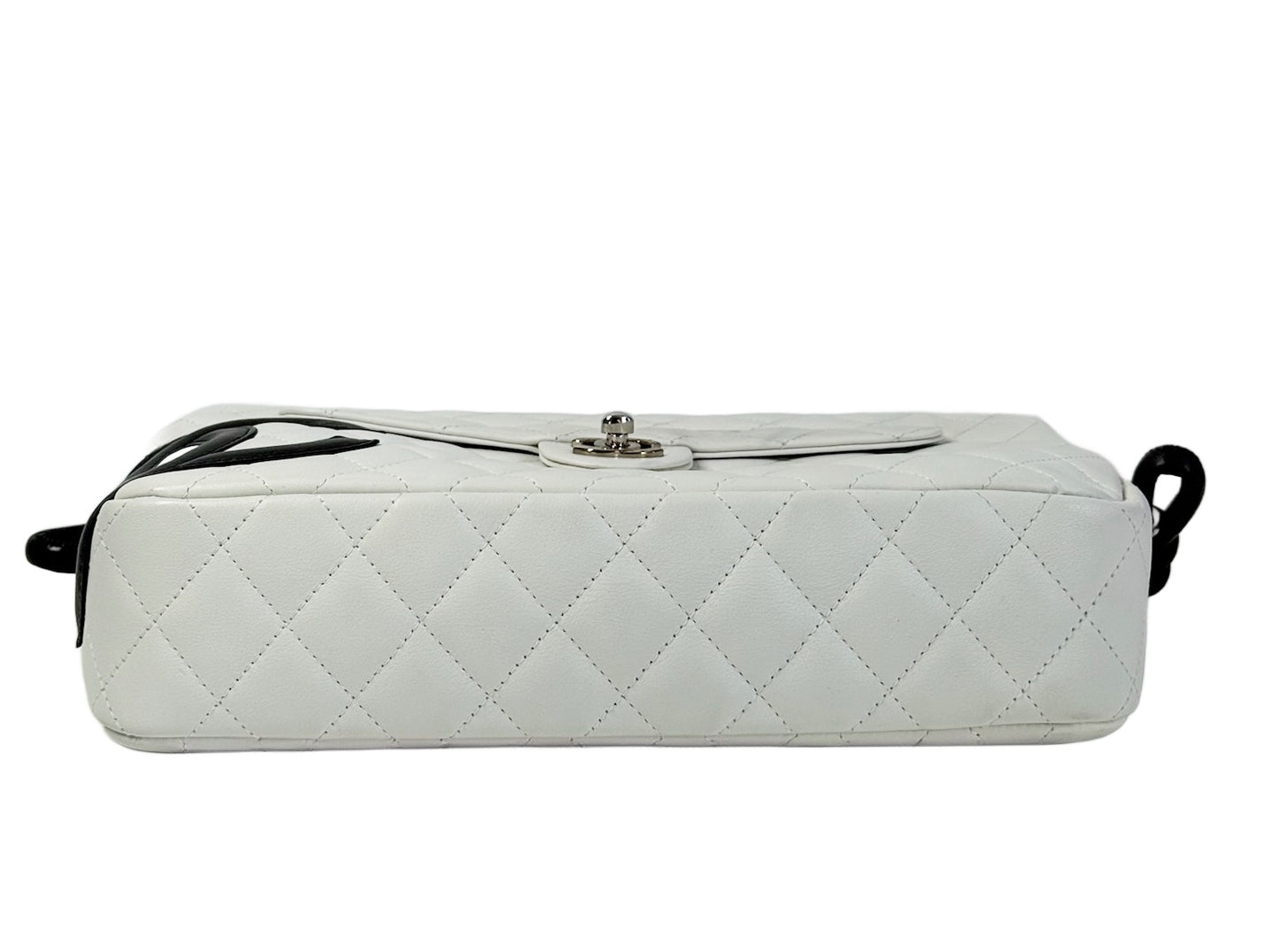 Chanel Vintage 00s White Quilted Lambskin Black CC Cambon Small Messenger Shoulder Bag — Repainted